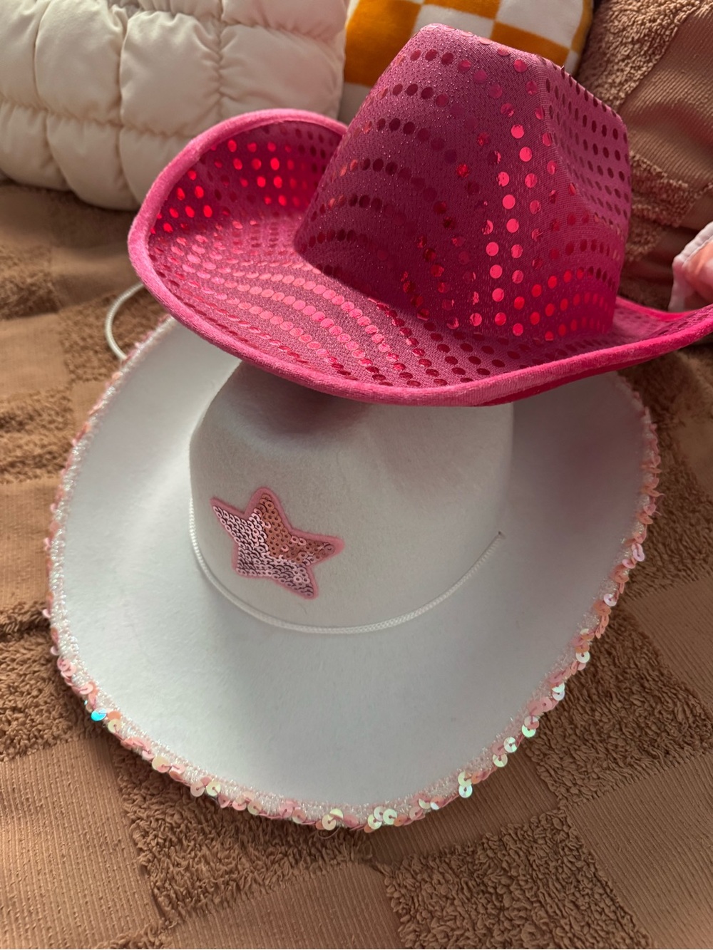 Pink and White Sequin Cowboy Hats